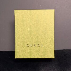 BNWT EMPTY GUCCI MARTINI OLIVE GREEN DAMASK PATTERN PURSE/POCKETBOOK GIFT BOX